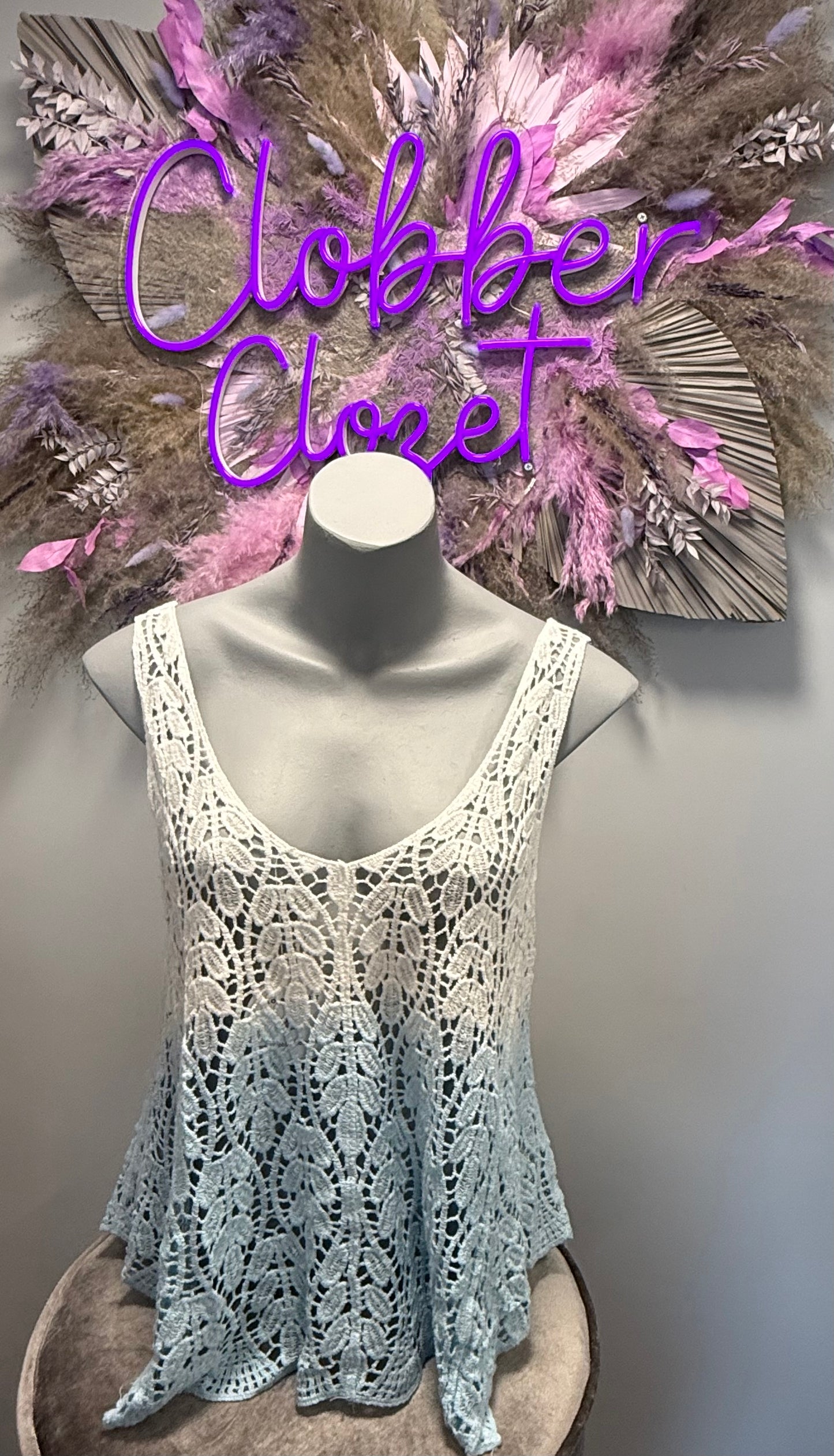 Harper Dip Dye Sleeveless Floral Crochet Top