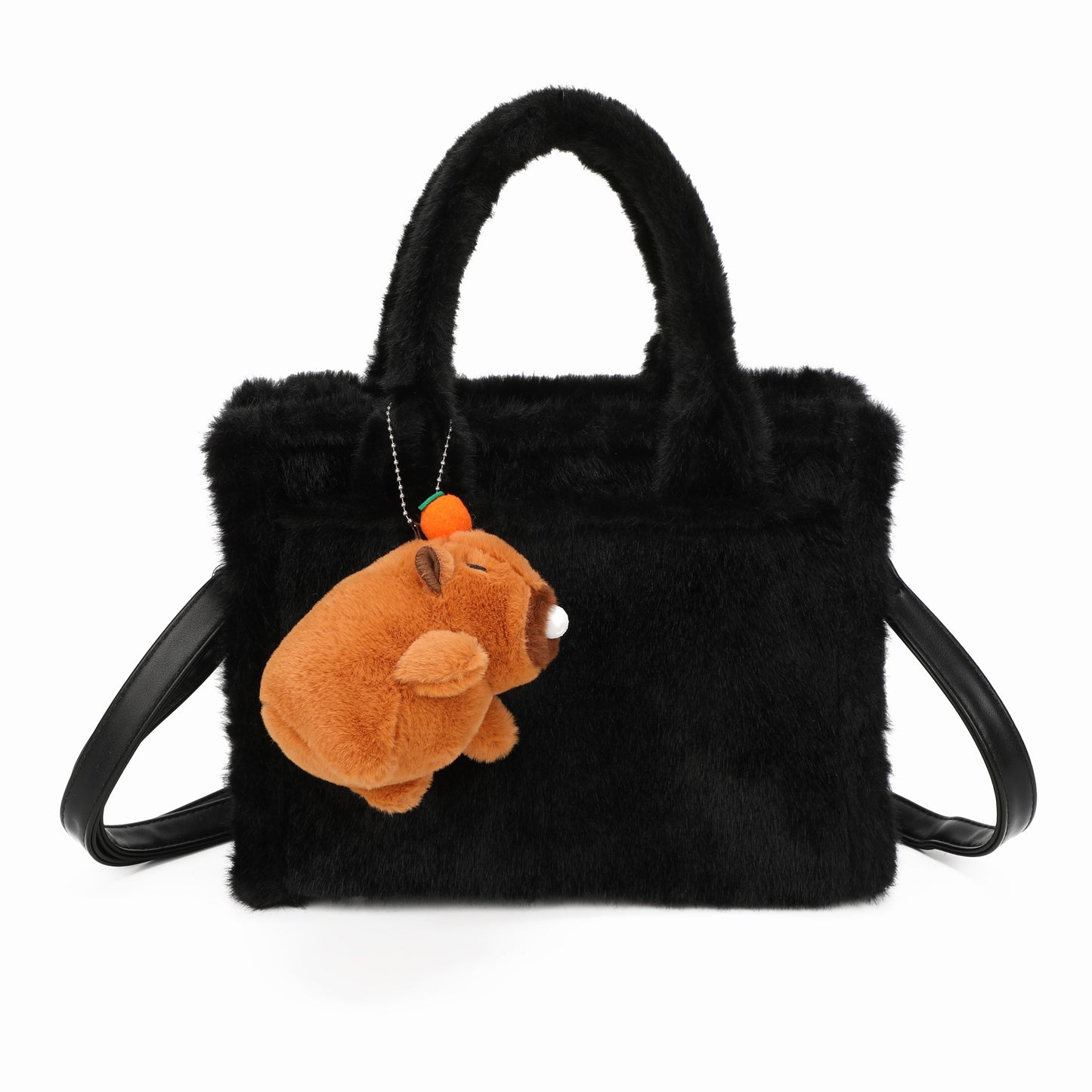 Fluffy Tote Bag with Charm