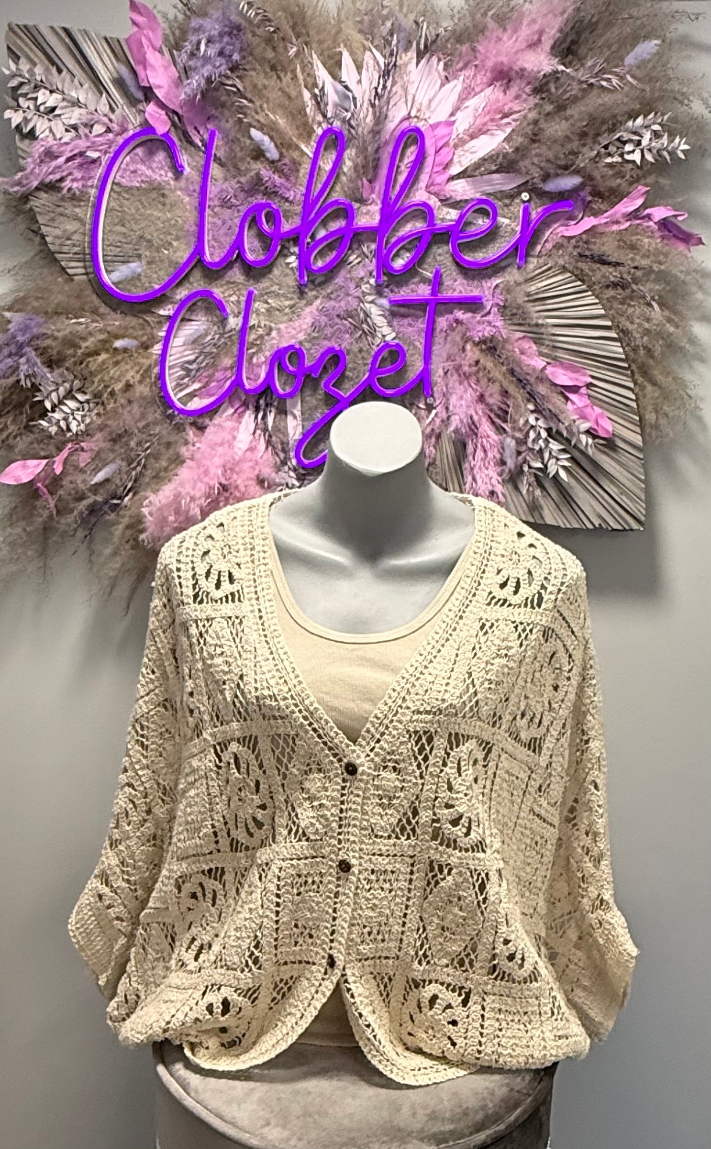 Jessica Curve Hem Crochet Cotton Cardigan