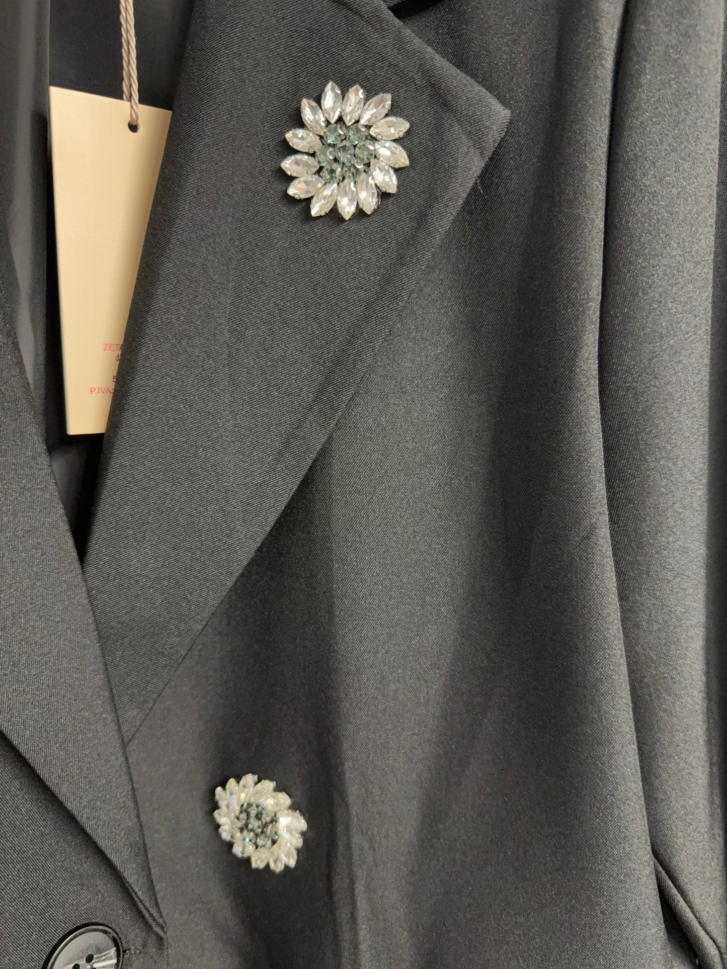 Zeta Otto Italian Black Flower Diamante Jacket