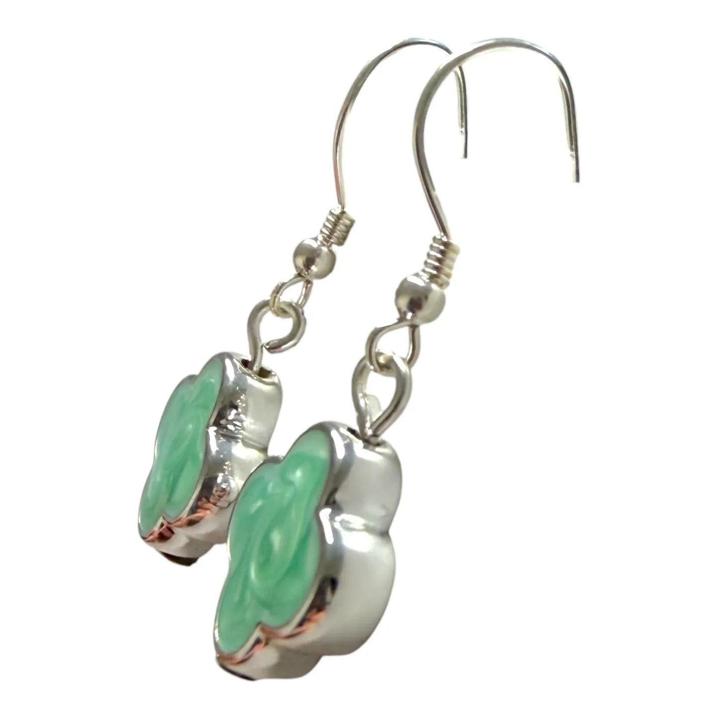 Jess & Lou Aqua Blue Clover Pearlescent Earrings