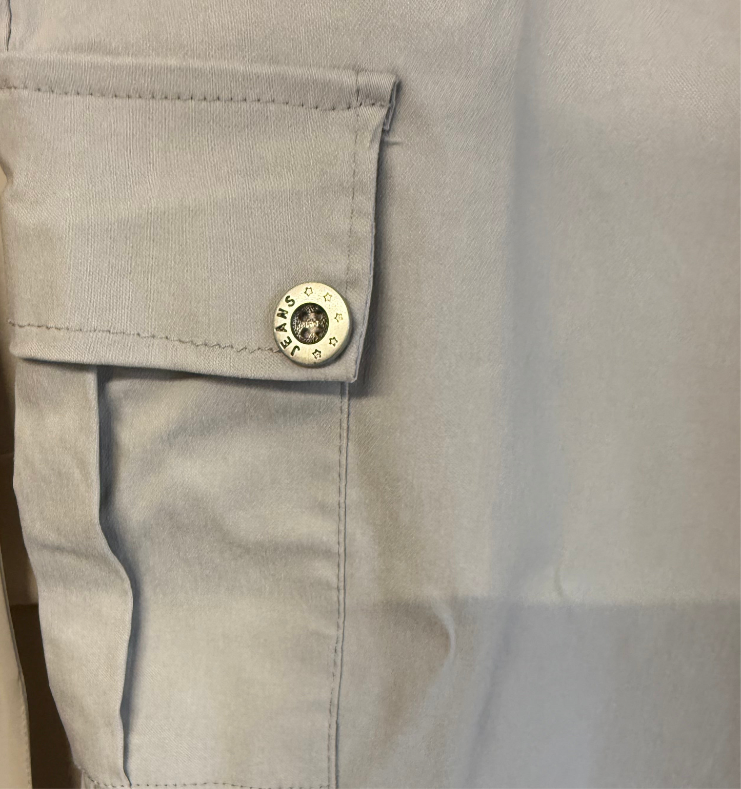 Plus Size Grey Combat Style Turn Up Trousers With Pocket
