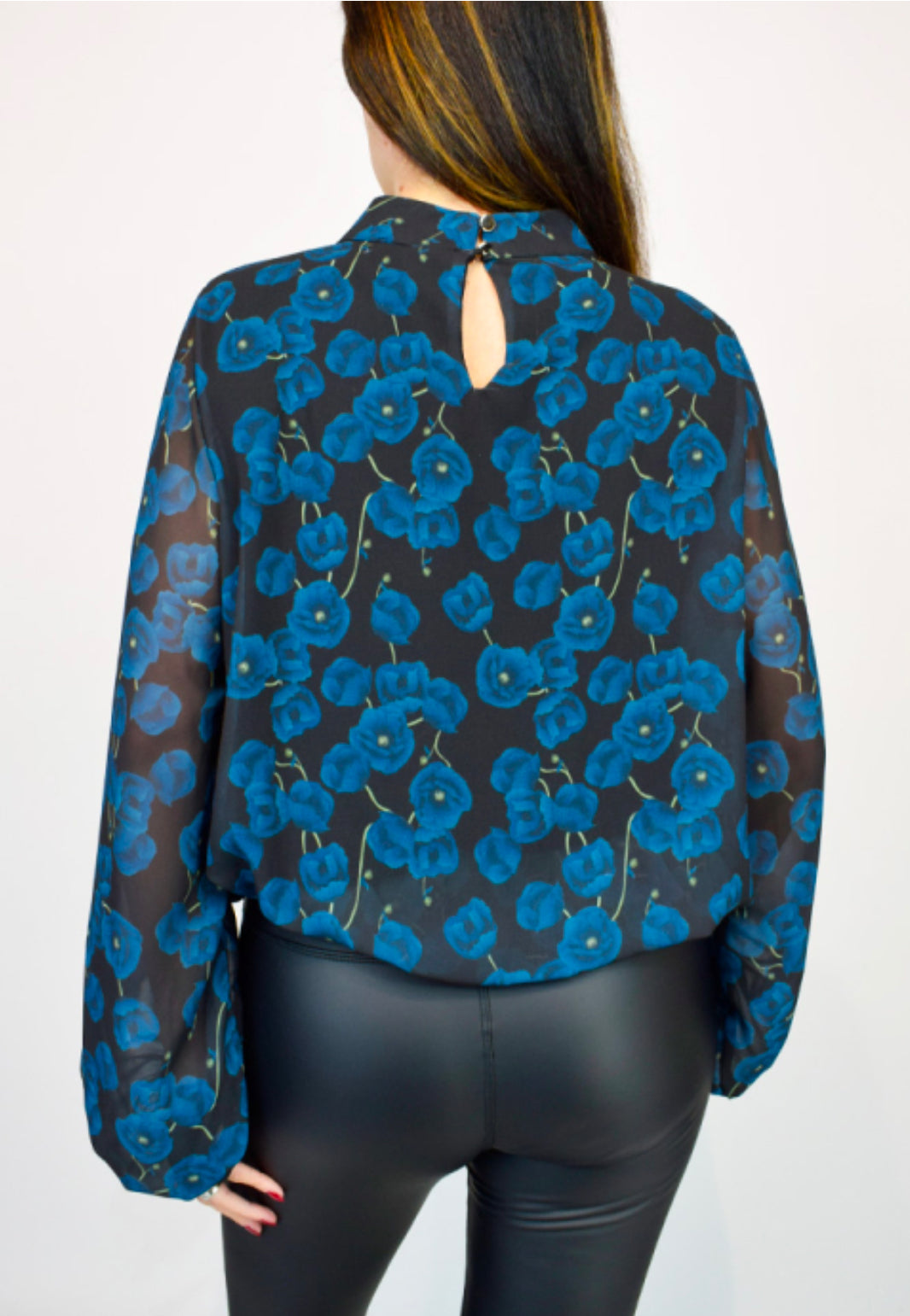 Corinna - Blue Rose Volume Sleeve Italian Top