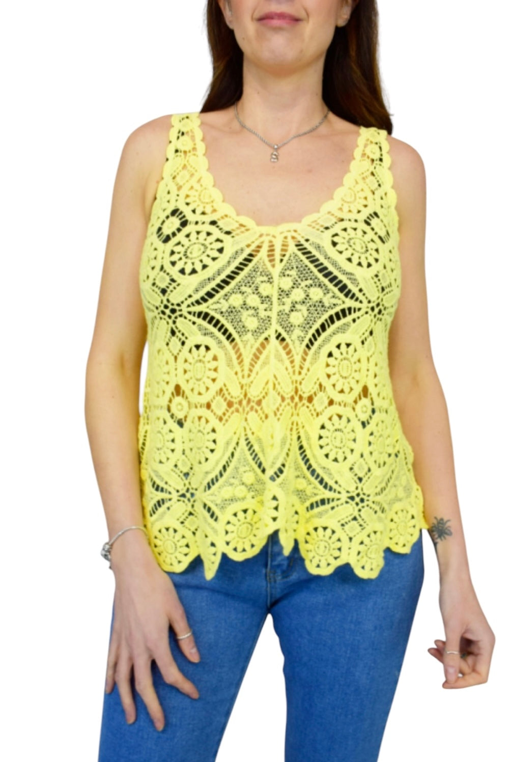 Sleeveless Coloured Crochet Top
