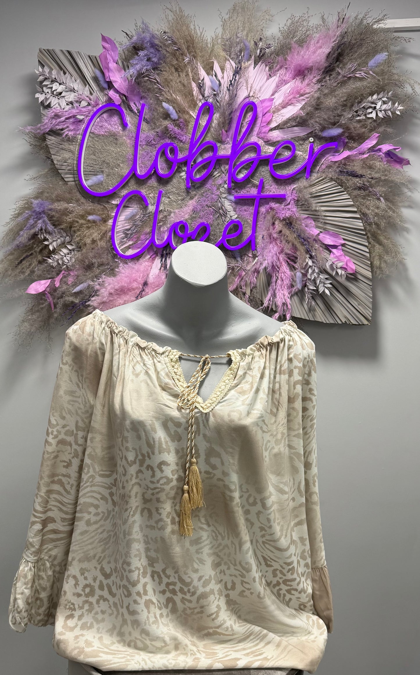 Plus Size Italian Animal Print Bardot Blouse