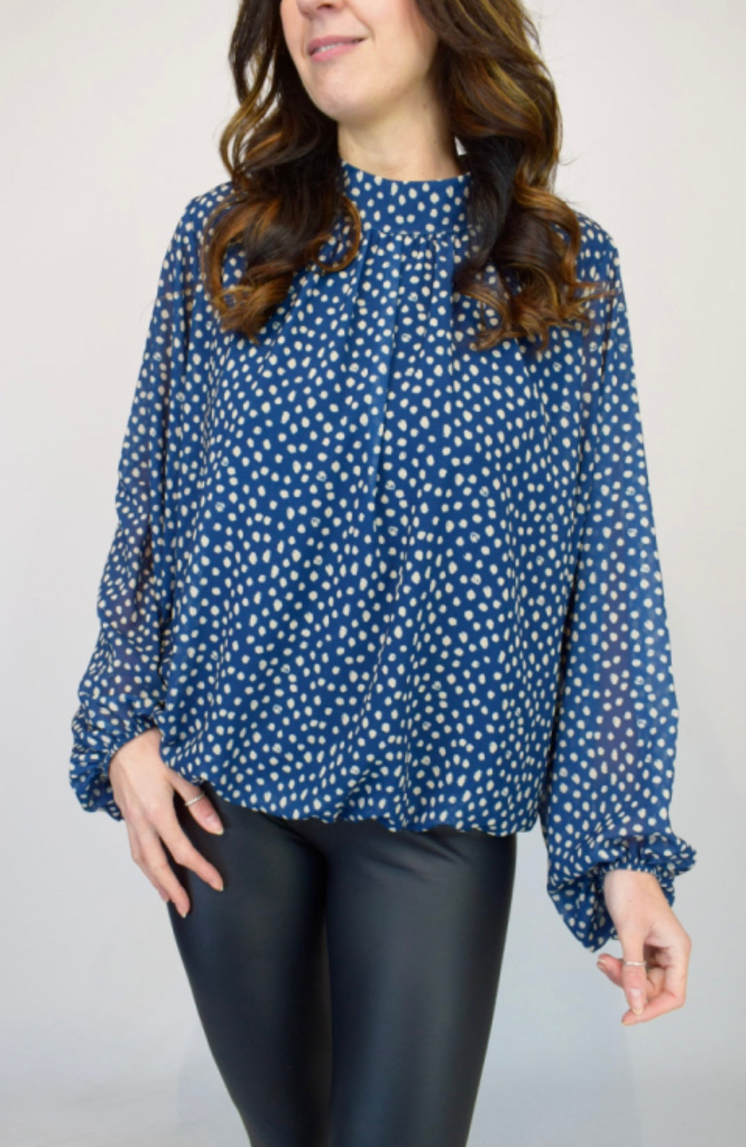 Isadora - Pebble Spot Italian Volume Sleeve Top