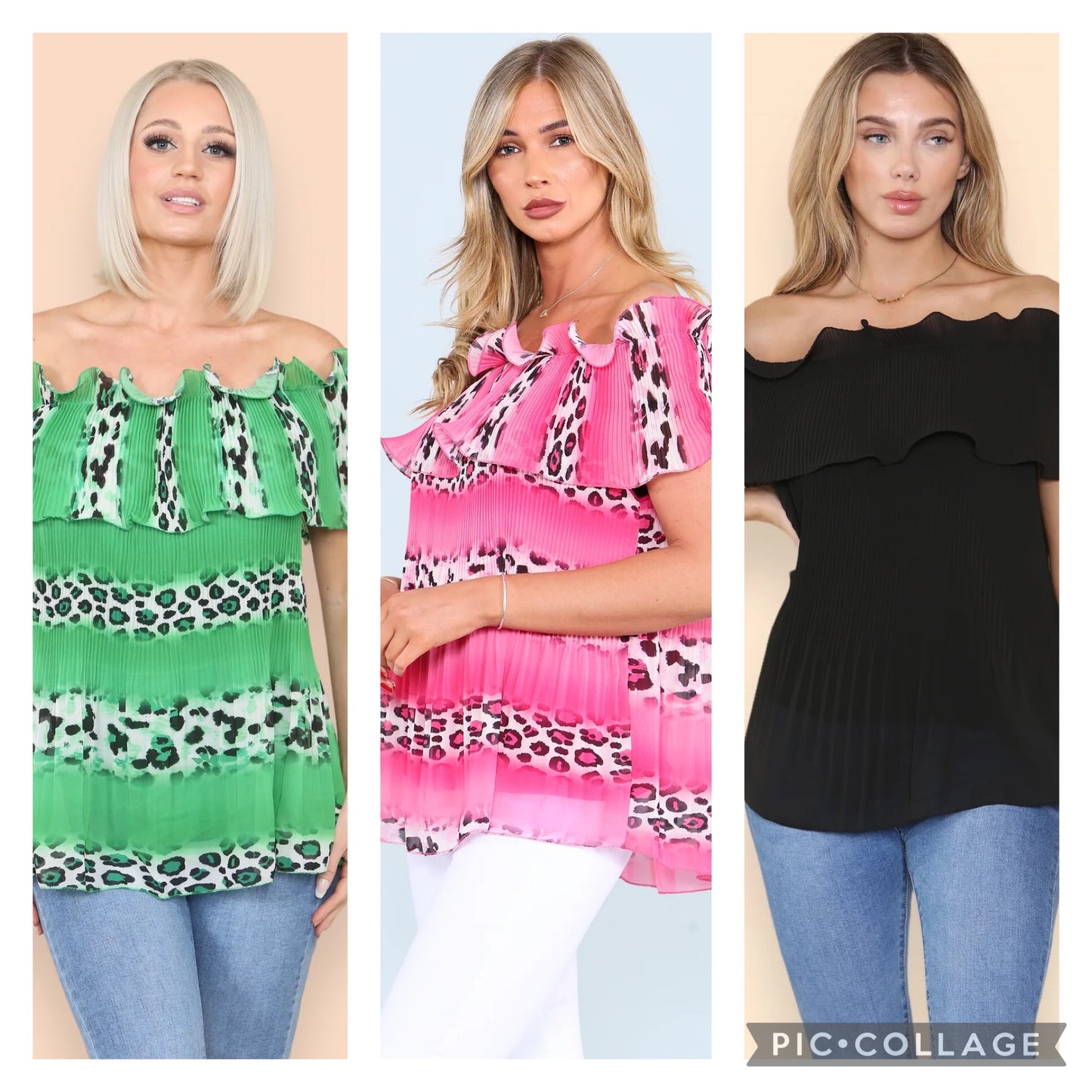 Nina - Ruffle Pleat Bardot Blouse