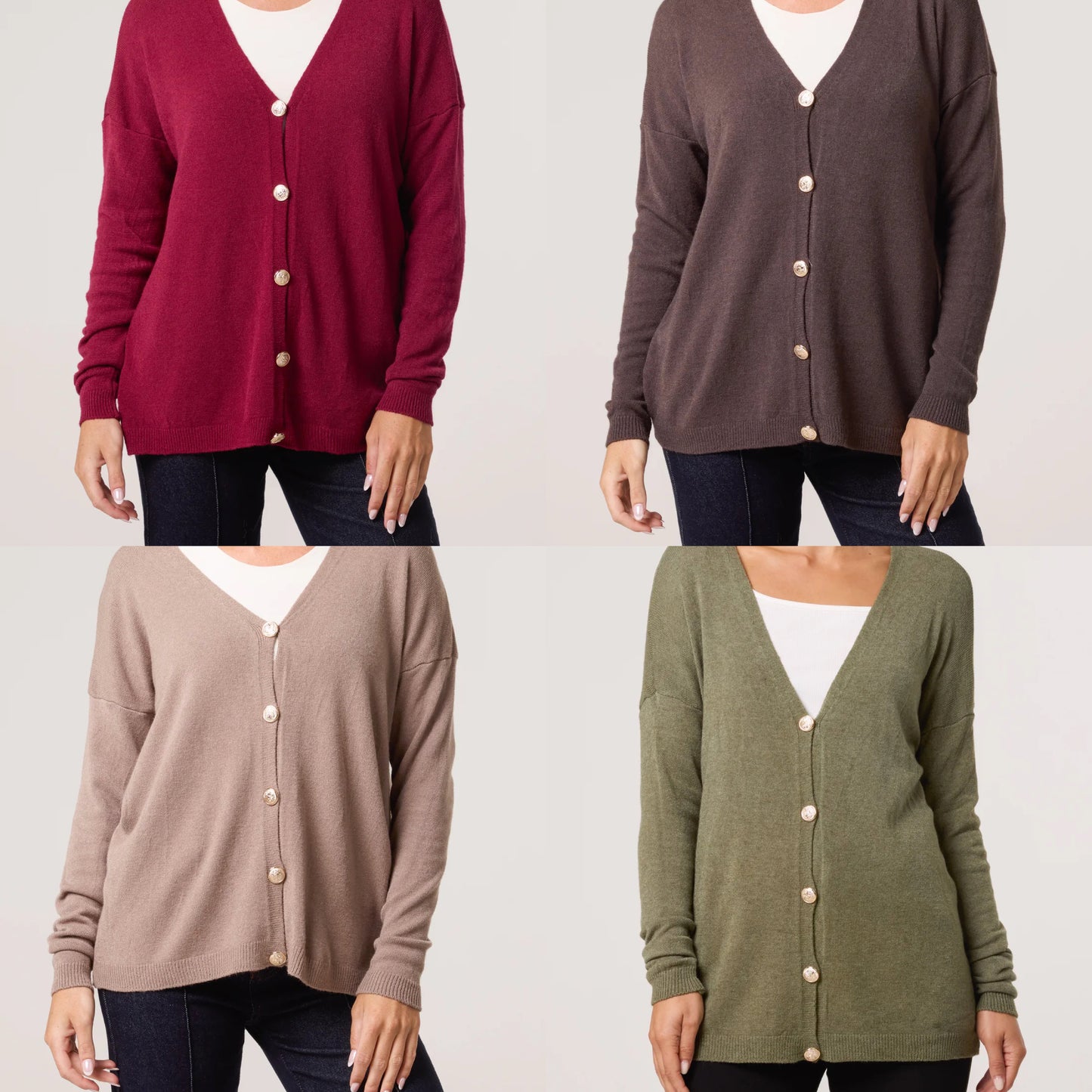 Gold Buttons Long Sleeve Cardigan