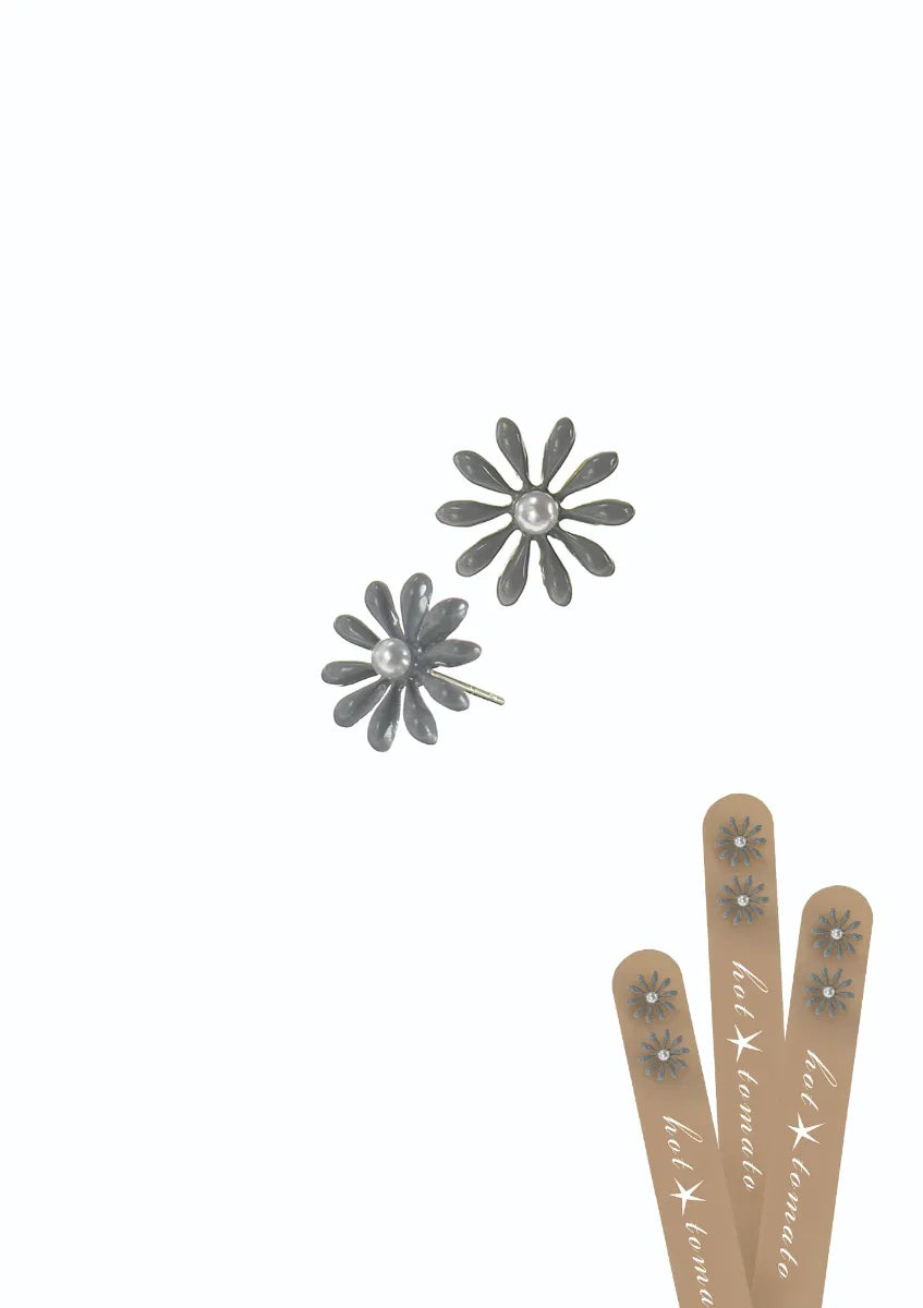 Petit Daisy W/Faux Pearl Centre - Gris / Natural