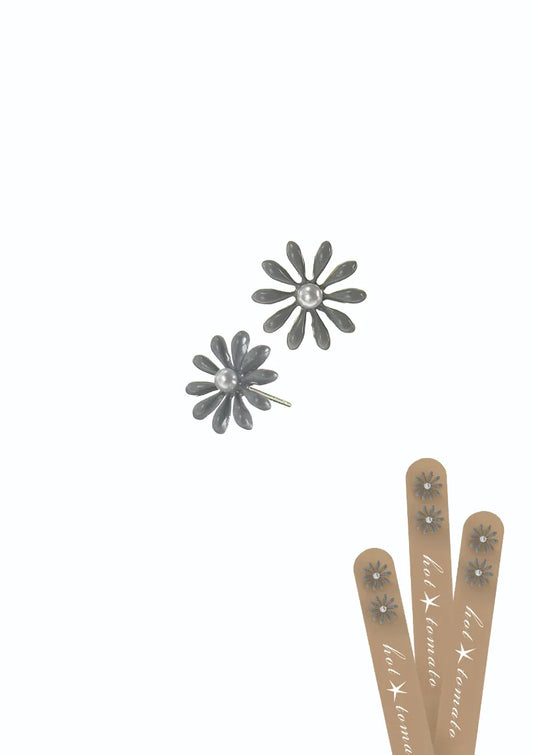 Petit Daisy W/Faux Pearl Centre - Gris / Natural