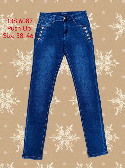 Gold Side Button Slim Fit Stretch jeans