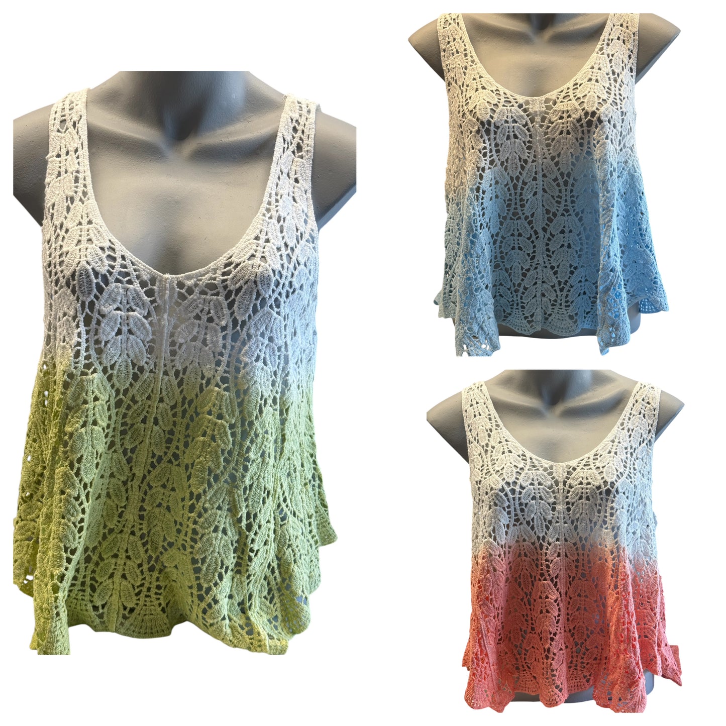 Harper Dip Dye Sleeveless Floral Crochet Top