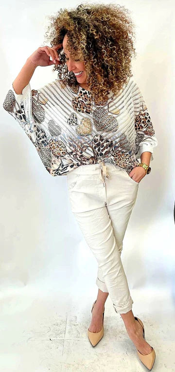 Leopard Heart V Crochet Mesh Knit