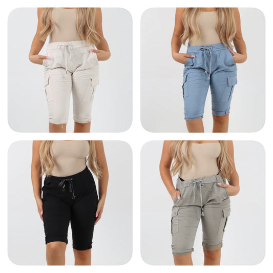 Italian Cargo Pockets Drawstring Magic Shorts