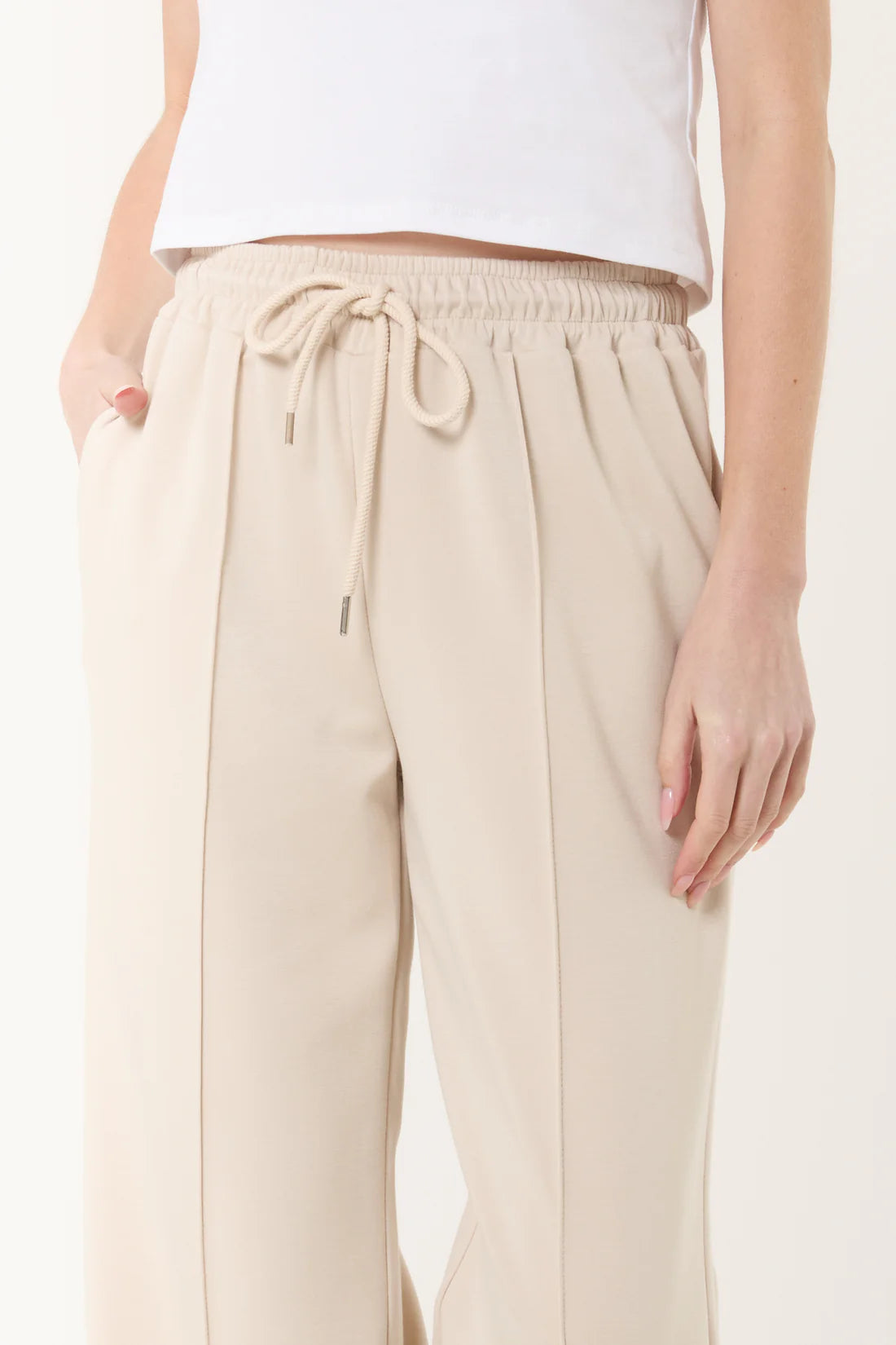 Drawstring Crease Front Sweat Trousers