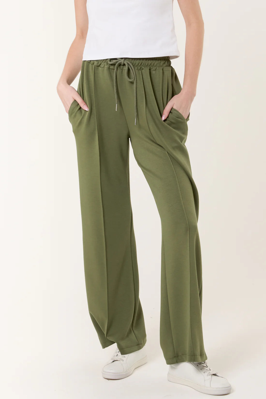 Drawstring Crease Front Sweat Trousers