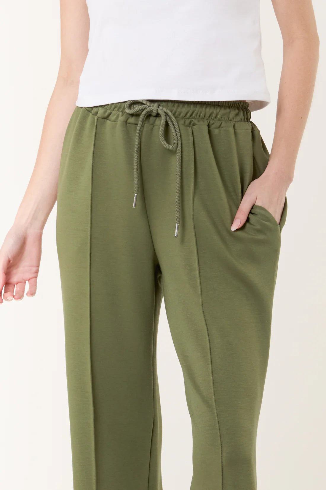 Drawstring Crease Front Sweat Trousers