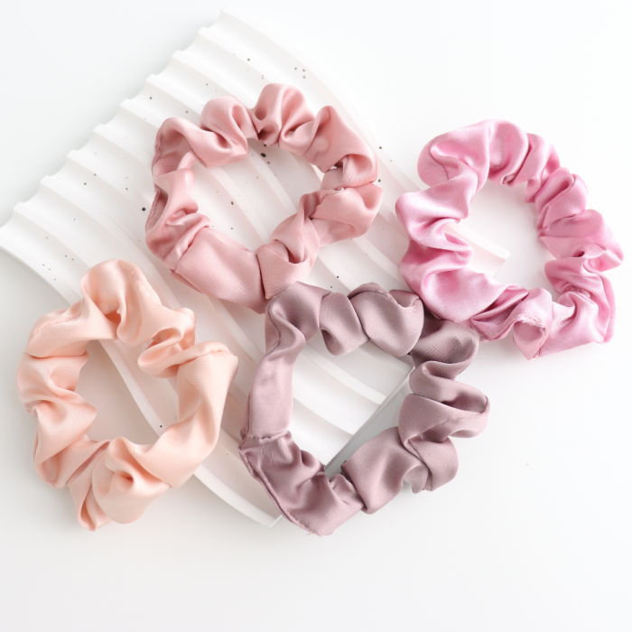 Pack Of 4 Pink Scrunchies