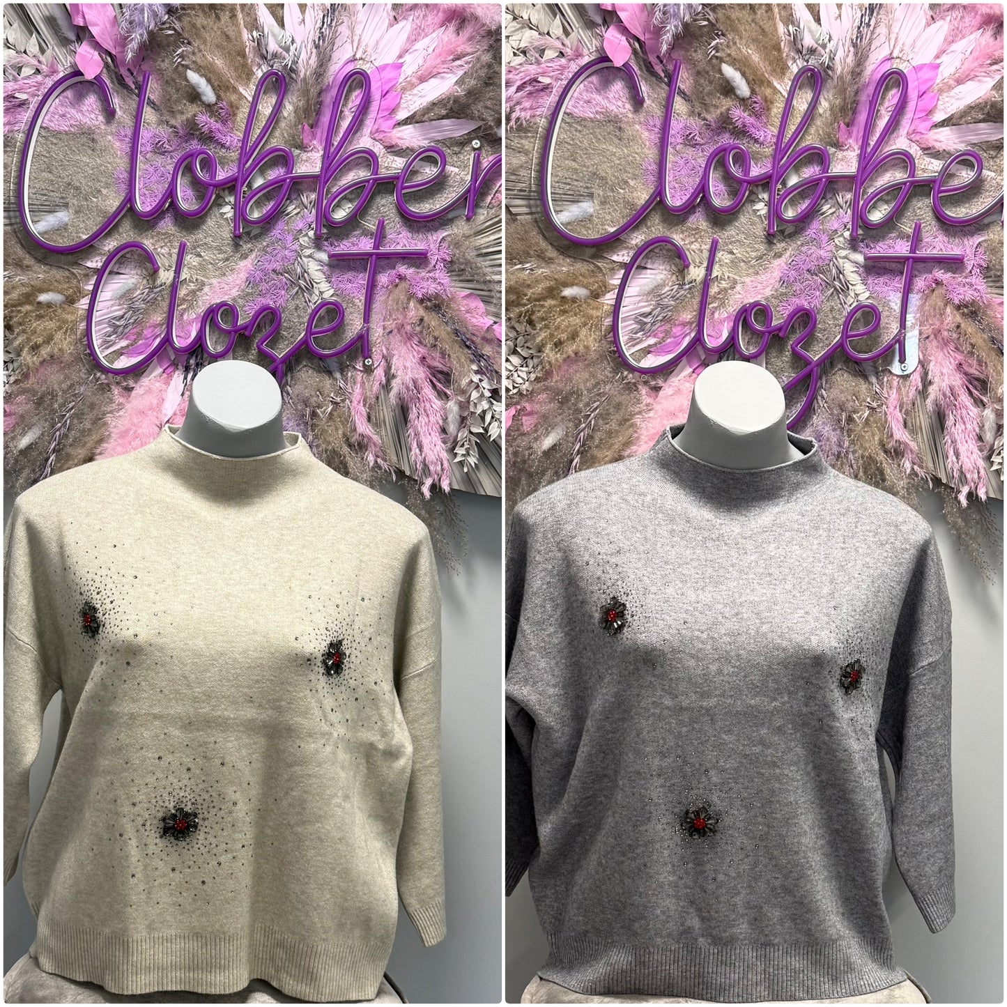 Red Jewel Crystal Knit Top