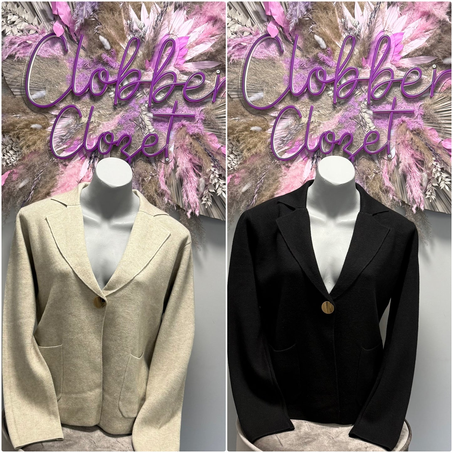 Gold Button Blazer Style Cardigan