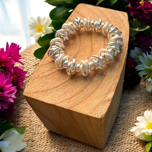 Fancy Knots on Stretch Bracelet - Silver Colour