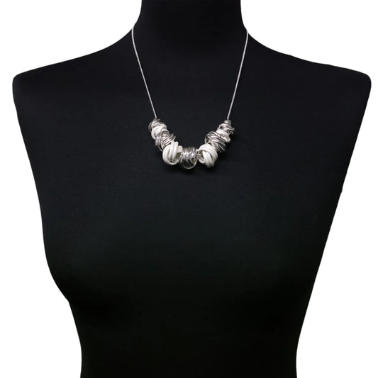 Statement Knot Necklace - Silver Colour