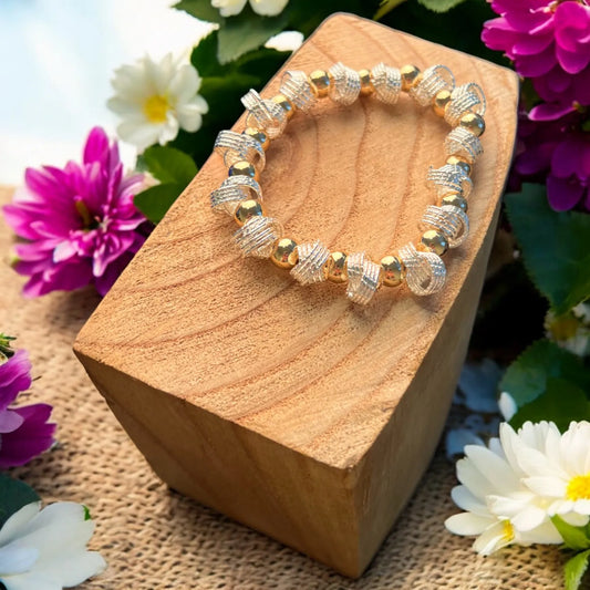 Mixed Twisted Wire Beads on Stretch Bracelet