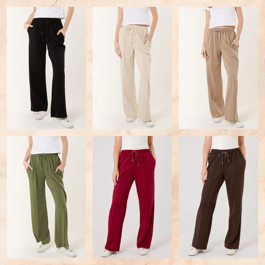 Drawstring Crease Front Sweat Trousers