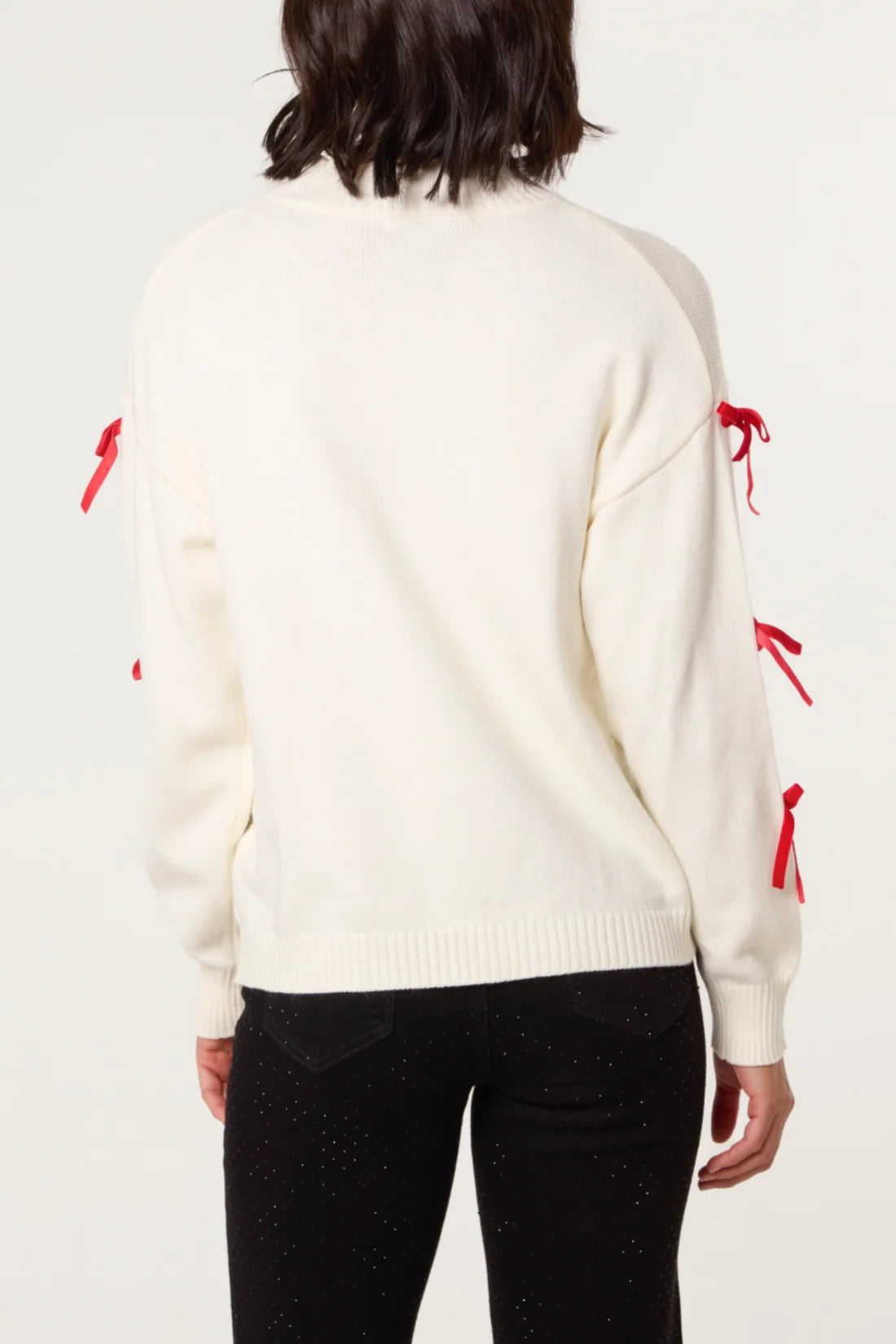 Tis The Season Embroidery Bow Christmas Jumper