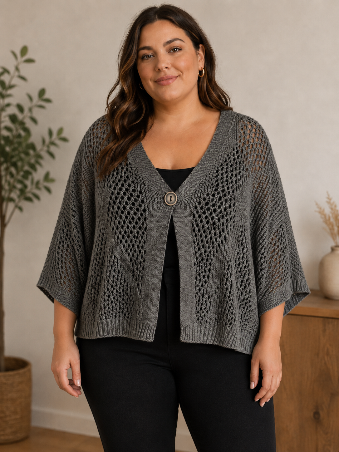 Plus Size Grey Bolero Cardigan