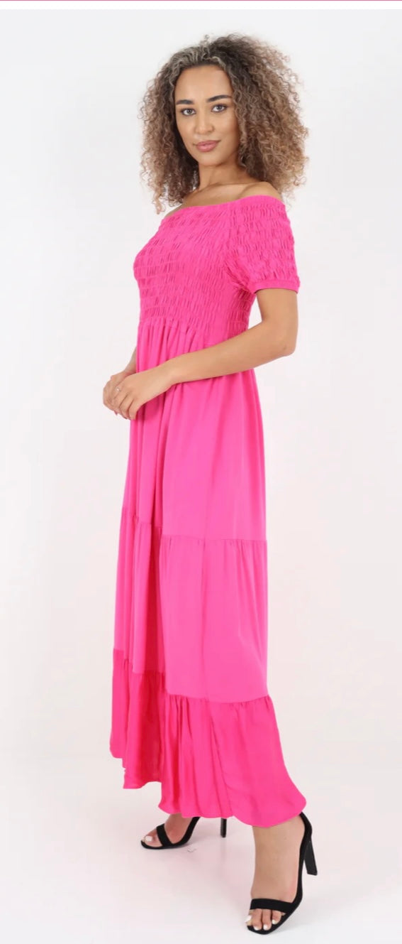 Morocco - Shirred Bodice and Tiered Maxi Dress - 5 Colours
