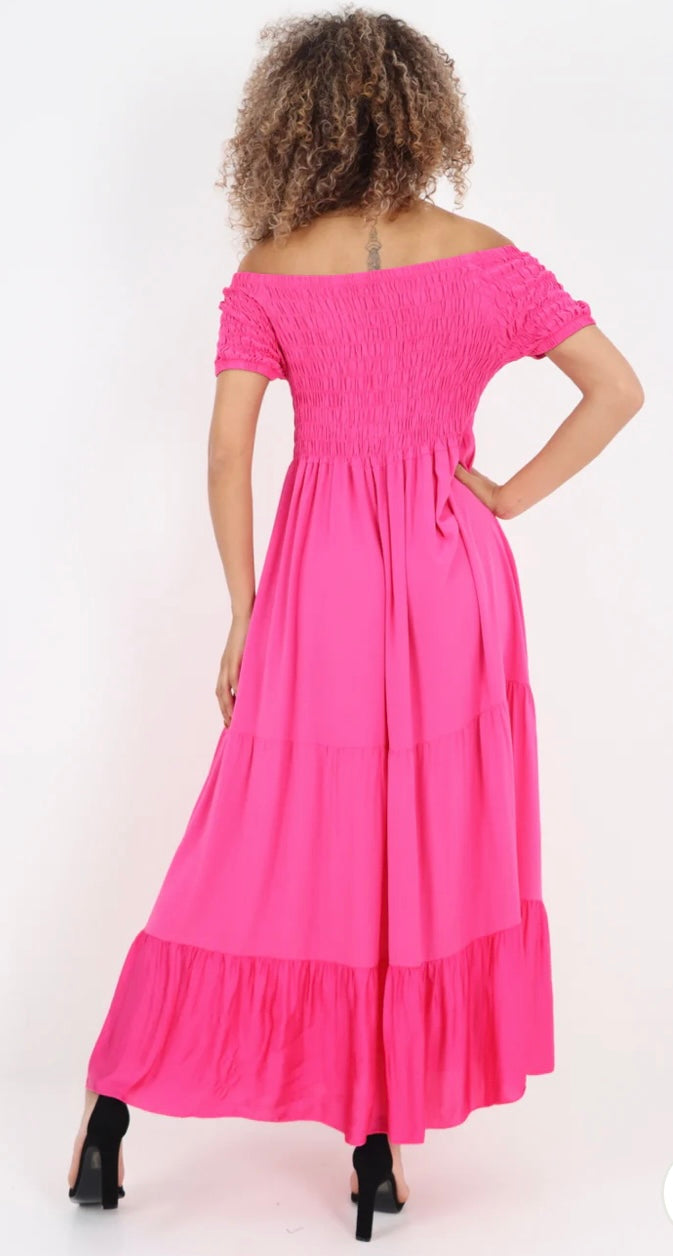 Morocco - Shirred Bodice and Tiered Maxi Dress - 5 Colours