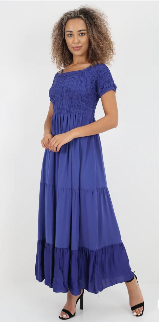 Morocco - Shirred Bodice and Tiered Maxi Dress - 5 Colours