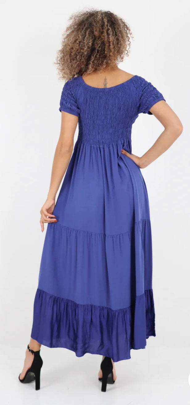 Morocco - Shirred Bodice and Tiered Maxi Dress - 5 Colours