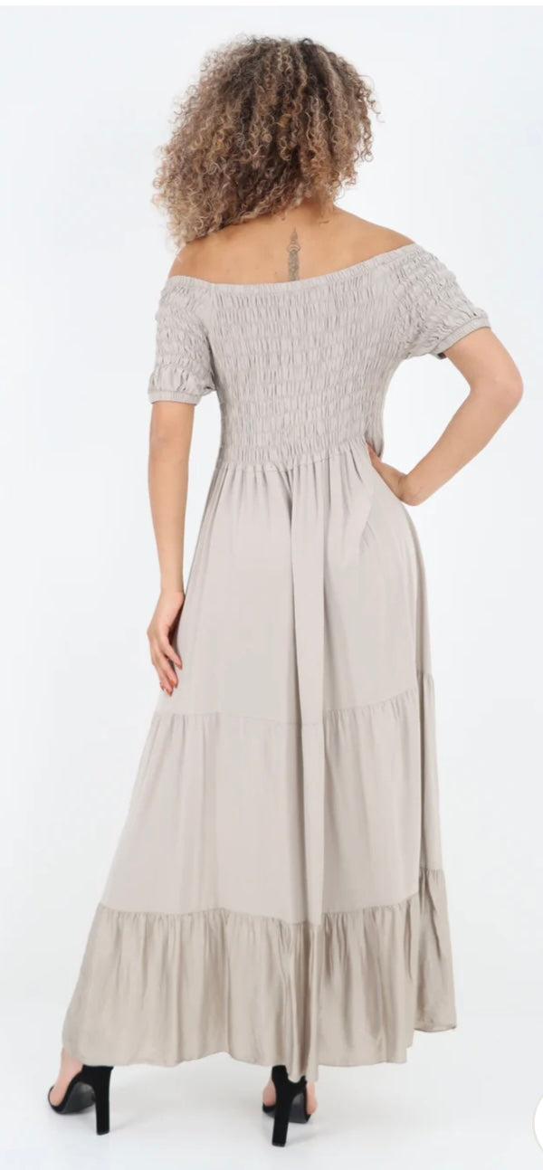 Morocco - Shirred Bodice and Tiered Maxi Dress - 5 Colours