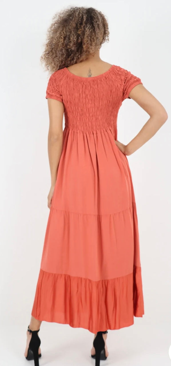 Morocco - Shirred Bodice and Tiered Maxi Dress - 5 Colours