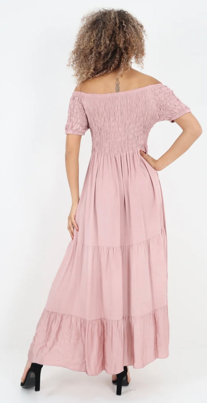 Morocco - Shirred Bodice and Tiered Maxi Dress - 5 Colours