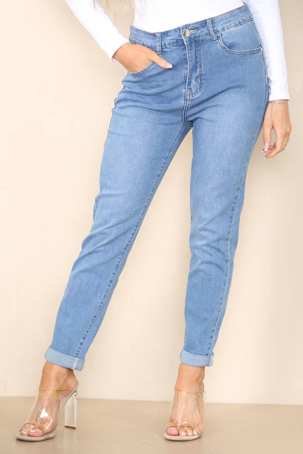 Voggo Push Up Turn Up Edge Light Wash Jeans