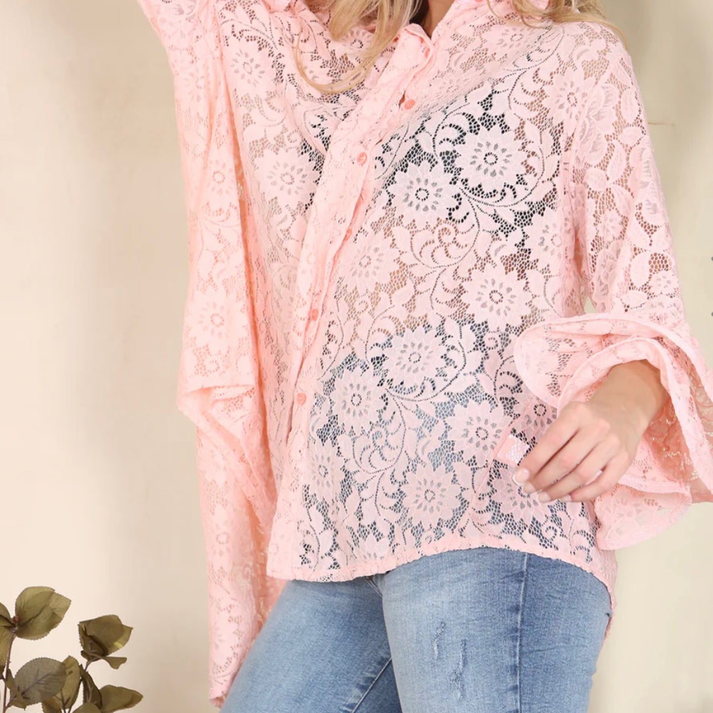 Izzy Lace Italian Rara Ruffle Sleeve Shirt