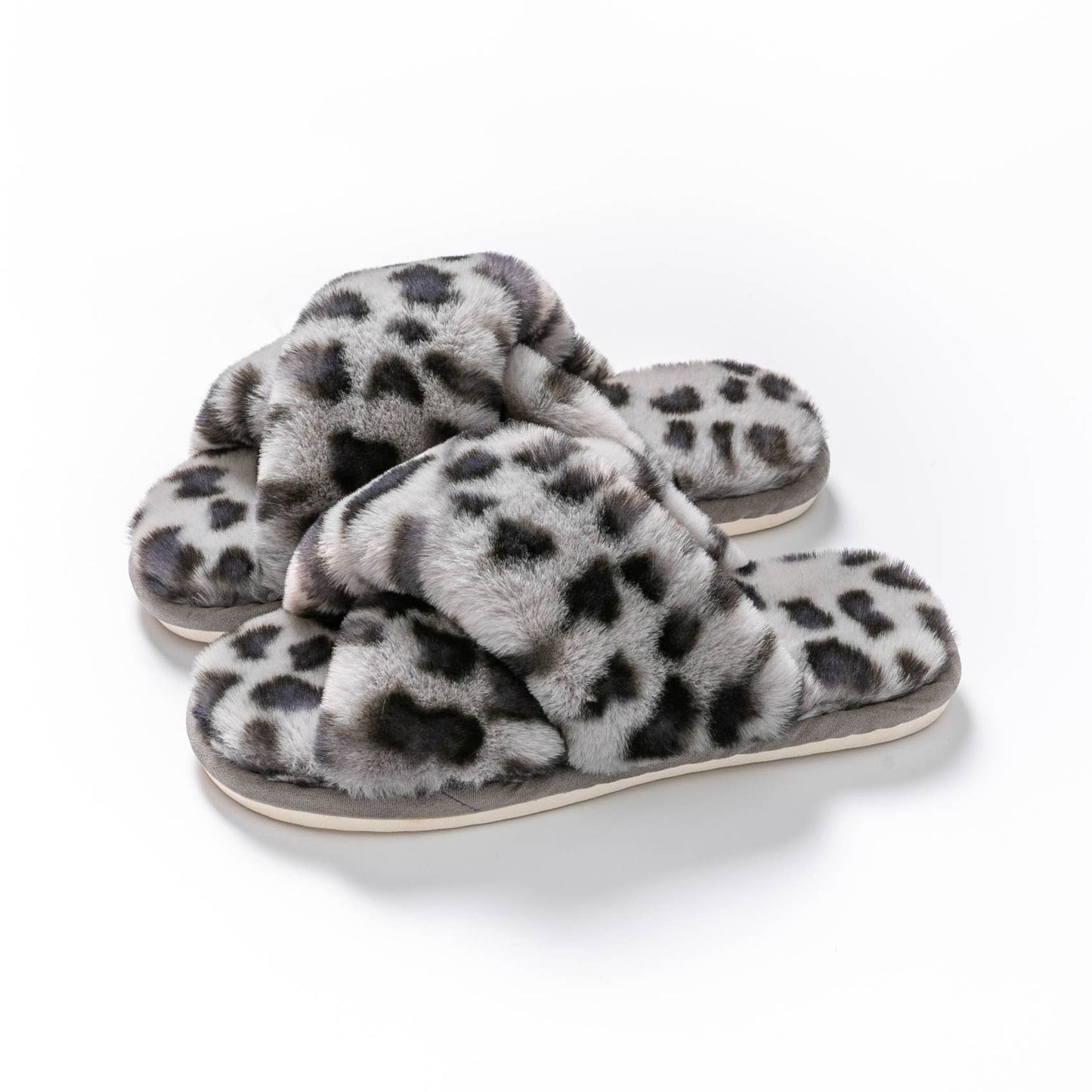 Fierce Comfort Leopard Slippers in Silver