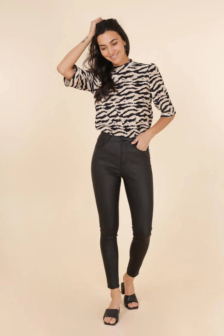 G-Smack Black PU Coated Leather Look Skinny Jeans