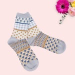Flower Dots Heart Pattern Socks - Grey