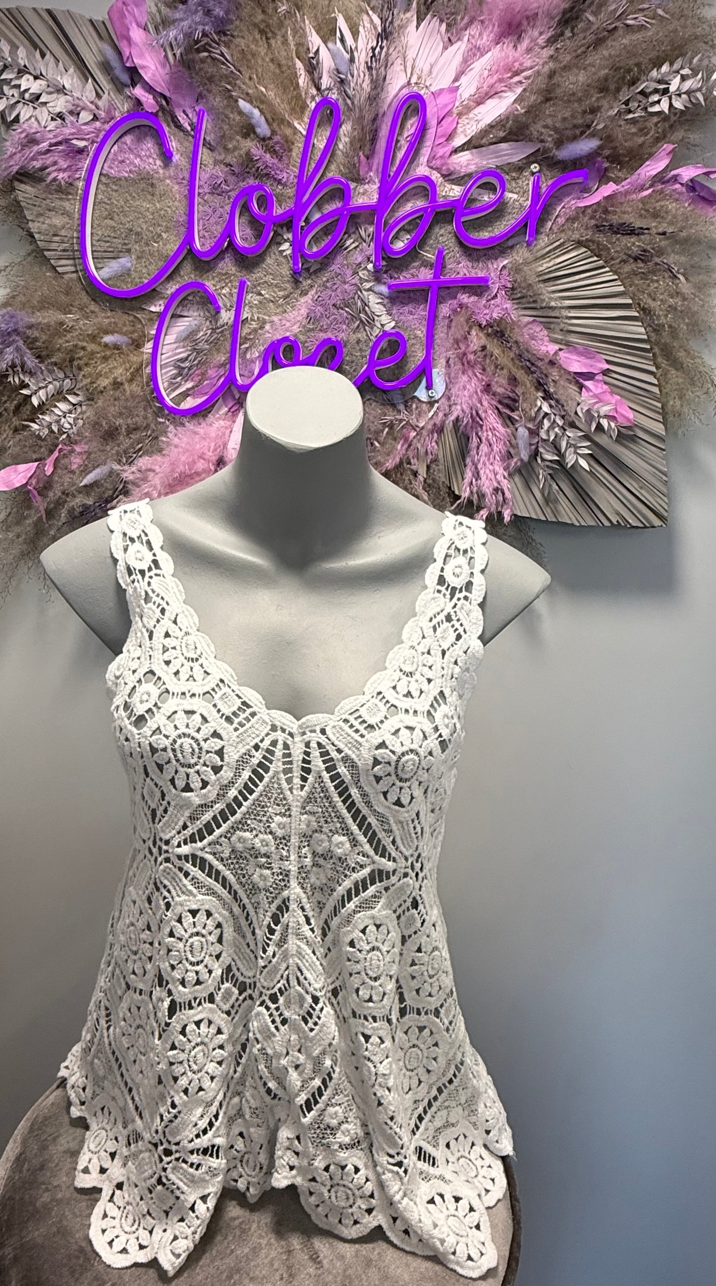 Chloe Sleeveless Coloured Crochet Top