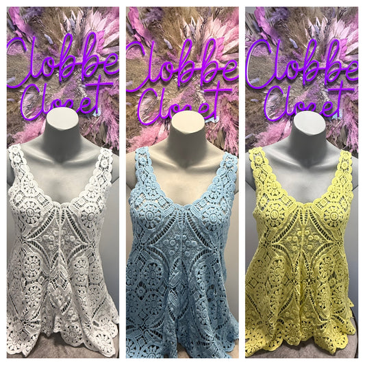 Chloe Sleeveless Coloured Crochet Top