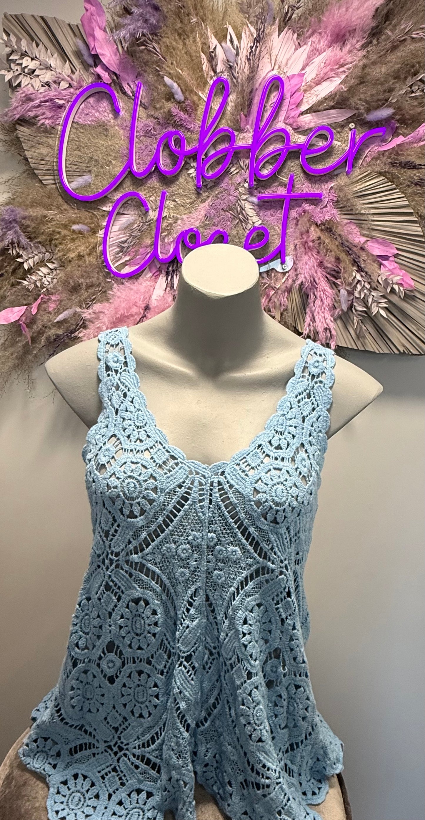 Chloe Sleeveless Coloured Crochet Top