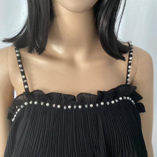 Zena - Beaded Strap Ruffle Top