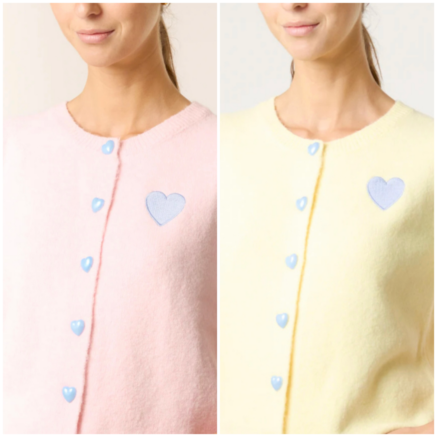 Heart Button Embroidered Wool Cardigan
