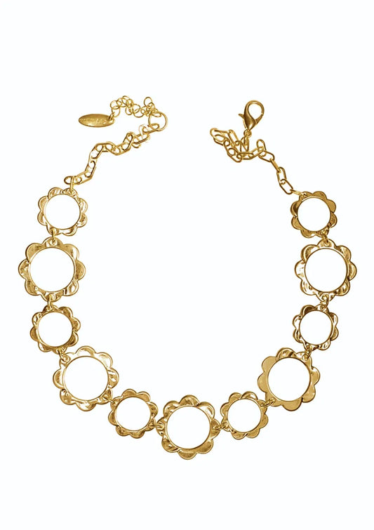 Flower Power Frame Links - Worn Gold