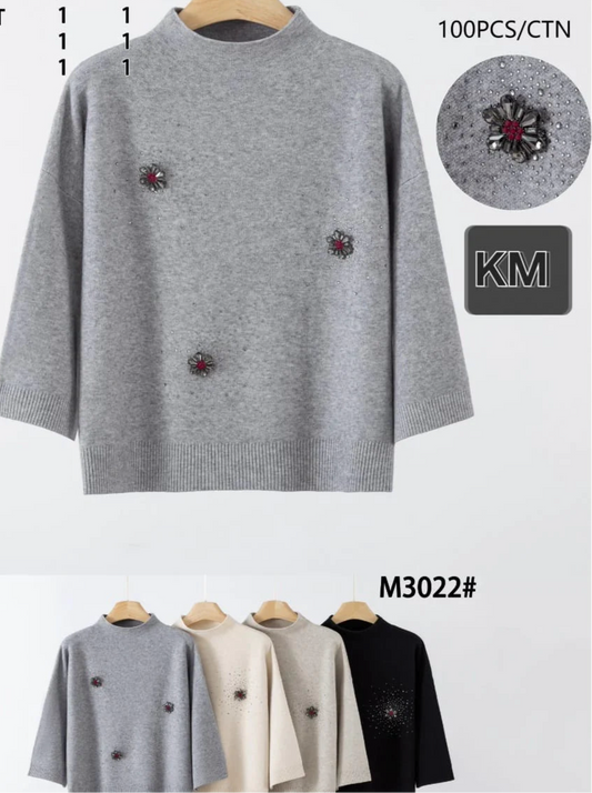 Red Jewel Crystal Knit Top