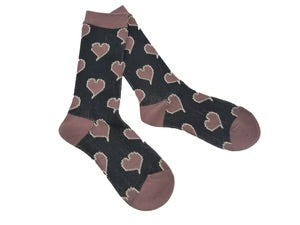Heart Pattern Socks - Brown